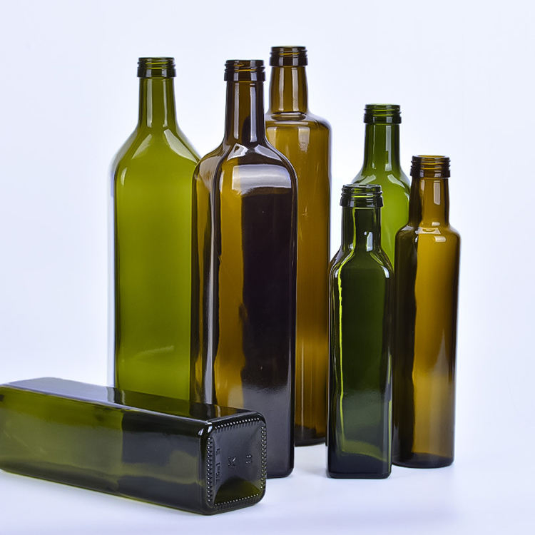 Hot Sell 250ml 500ml 750ml 1000ml Empty Transparency Square Cooking Oil Glass Bottle Olive Oil Bottles with Screw Cap